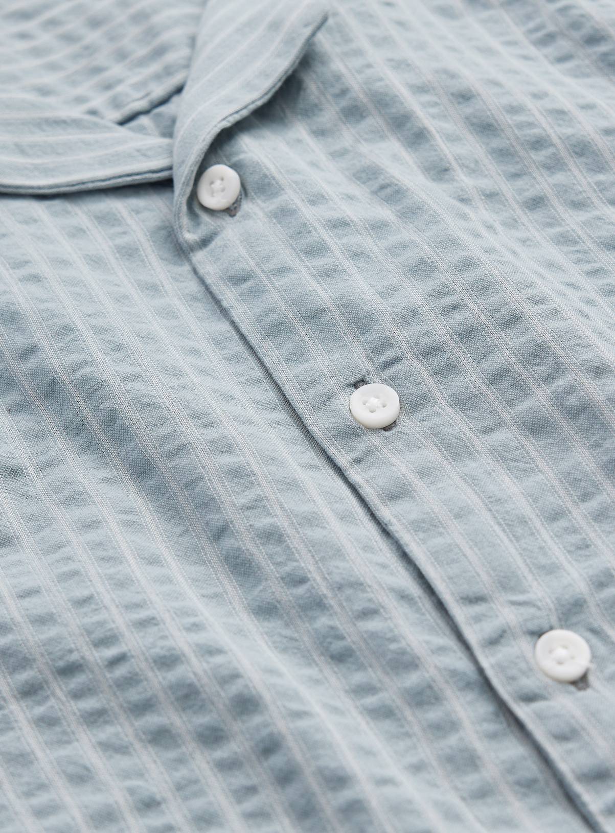 Light Blue Stripe Print Seersucker Revere Neck Shirt XXXL - Image 4